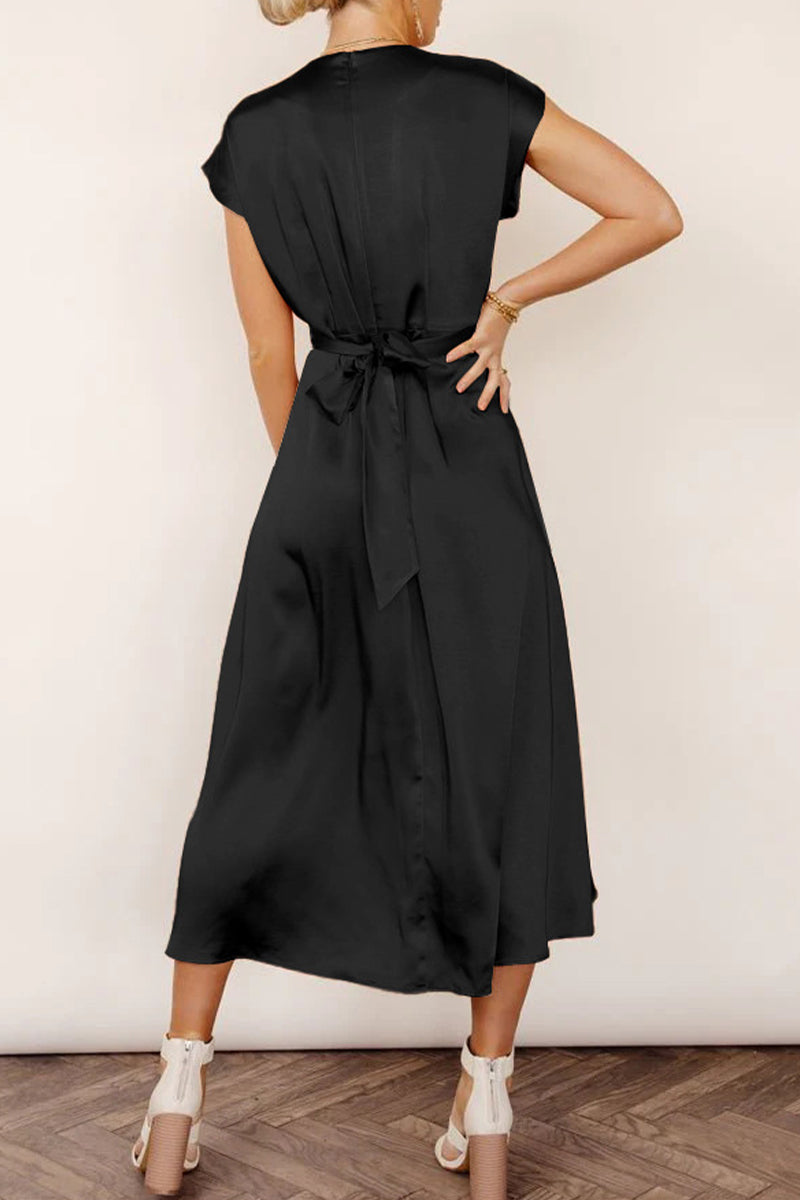 Kaynafashions - Celebrities Elegant Solid Bandage U Neck Dresses(6 Colors)