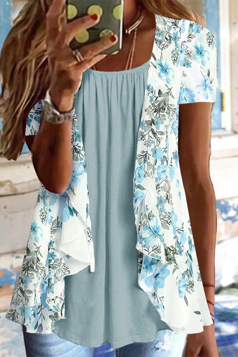 Kaynafashions - Casual Floral Patchwork O Neck T-Shirts