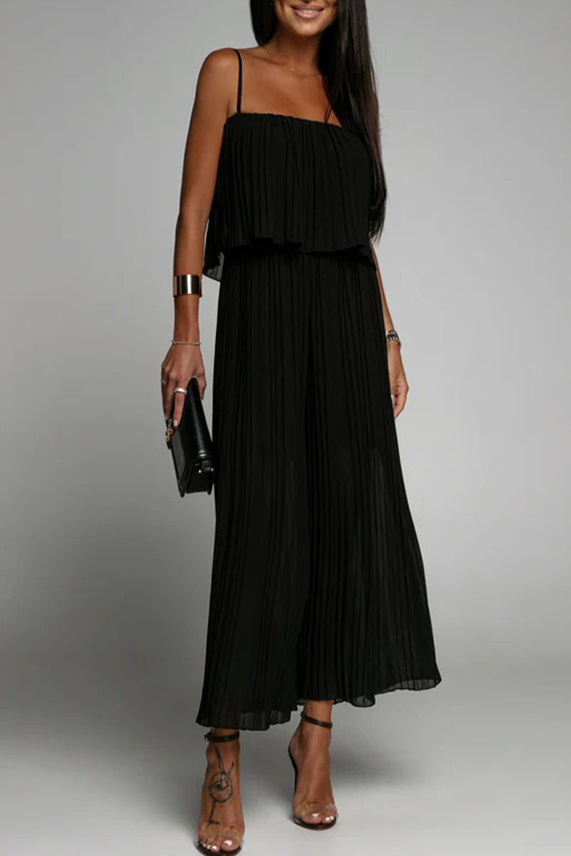 Kaynafashions - Casual Simplicity Solid Fold Strapless Loose Jumpsuits(3 Colors)