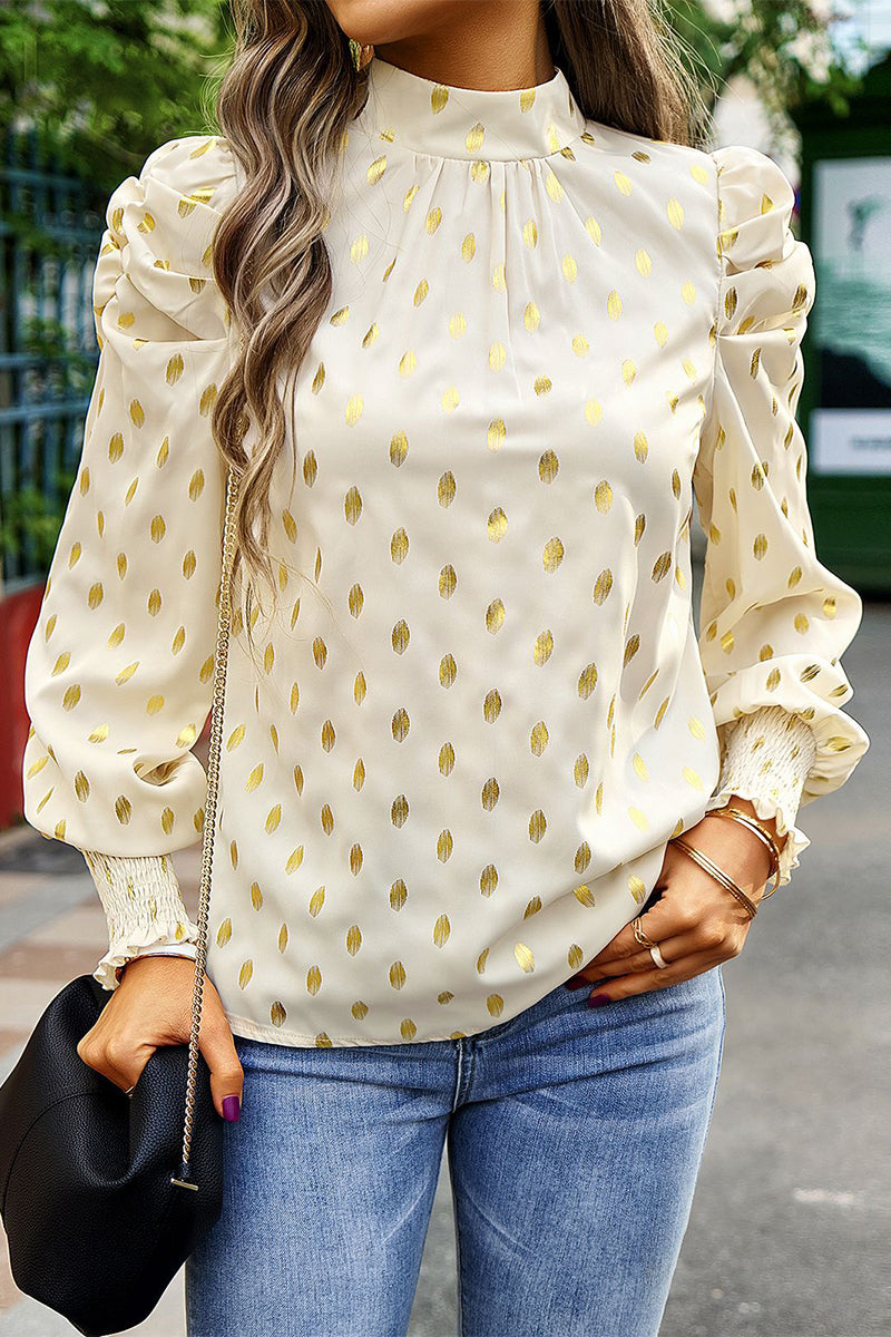 Kaynafashions - Elegant Polka Dot Fold Half A Turtleneck Tops