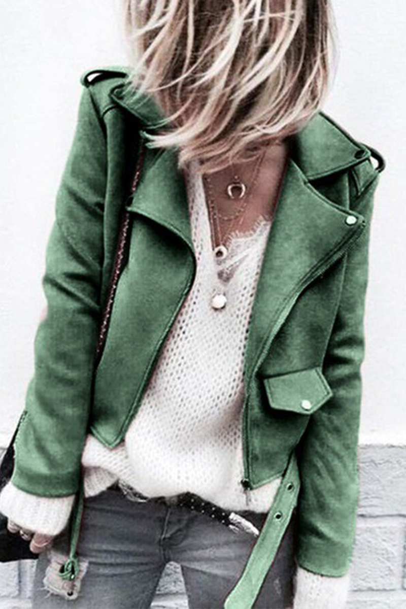 Kaynafashions - Casual Solid Patchwork Turndown Collar Outerwear(4 colors)