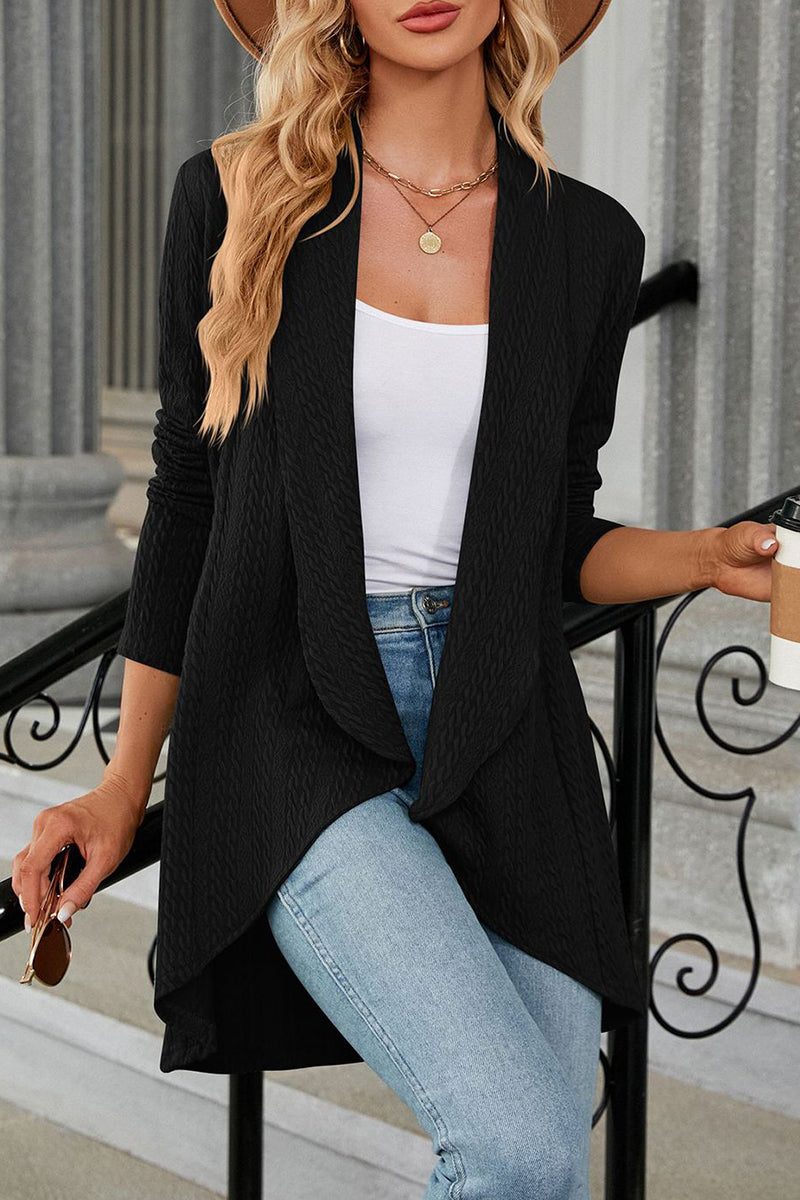 Kaynafashions - Casual Solid Asymmetrical Turndown Collar Tops