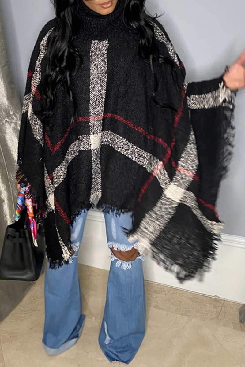 Kaynafashions - Casual Patchwork Tassel Turtleneck Cardigans(3 Colors)