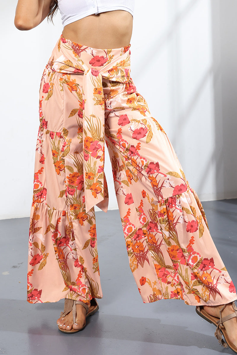 Kaynafashions - Casual Street Print Fold Loose High Waist Wide Leg Bottoms(21 Colors)
