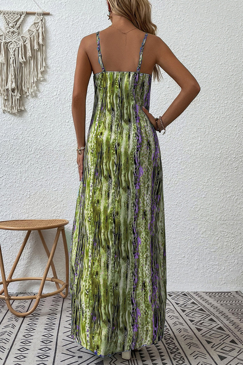 Kaynafashions - Casual College Print Patchwork O Neck Sling Dress Dresses