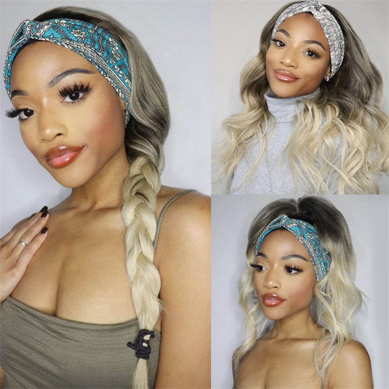 Kaynafashions - Fashion Casual Gradual Change Patchwork Wigs  (Without Headscarf)