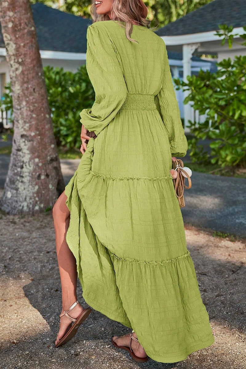 Kaynafashions - Casual Vacation Solid Fold V Neck A Line Dresses