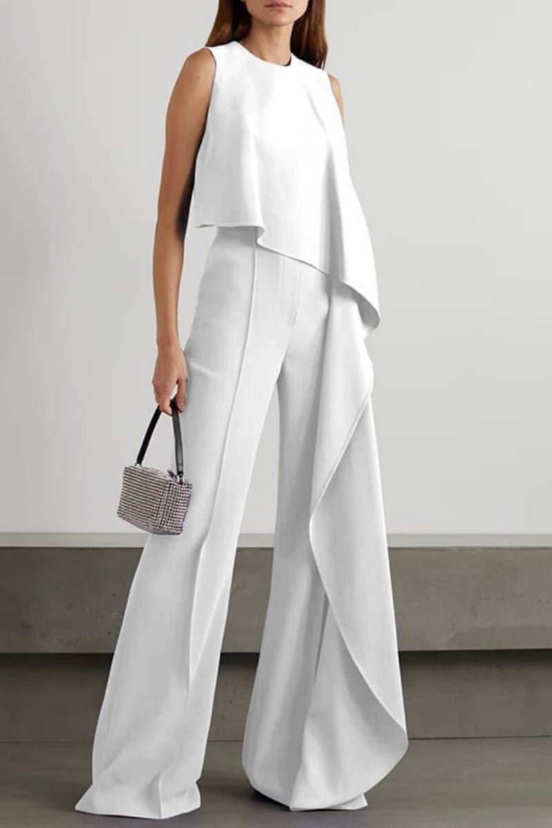 Kaynafashions - Casual Solid Patchwork O Neck Regular Jumpsuits