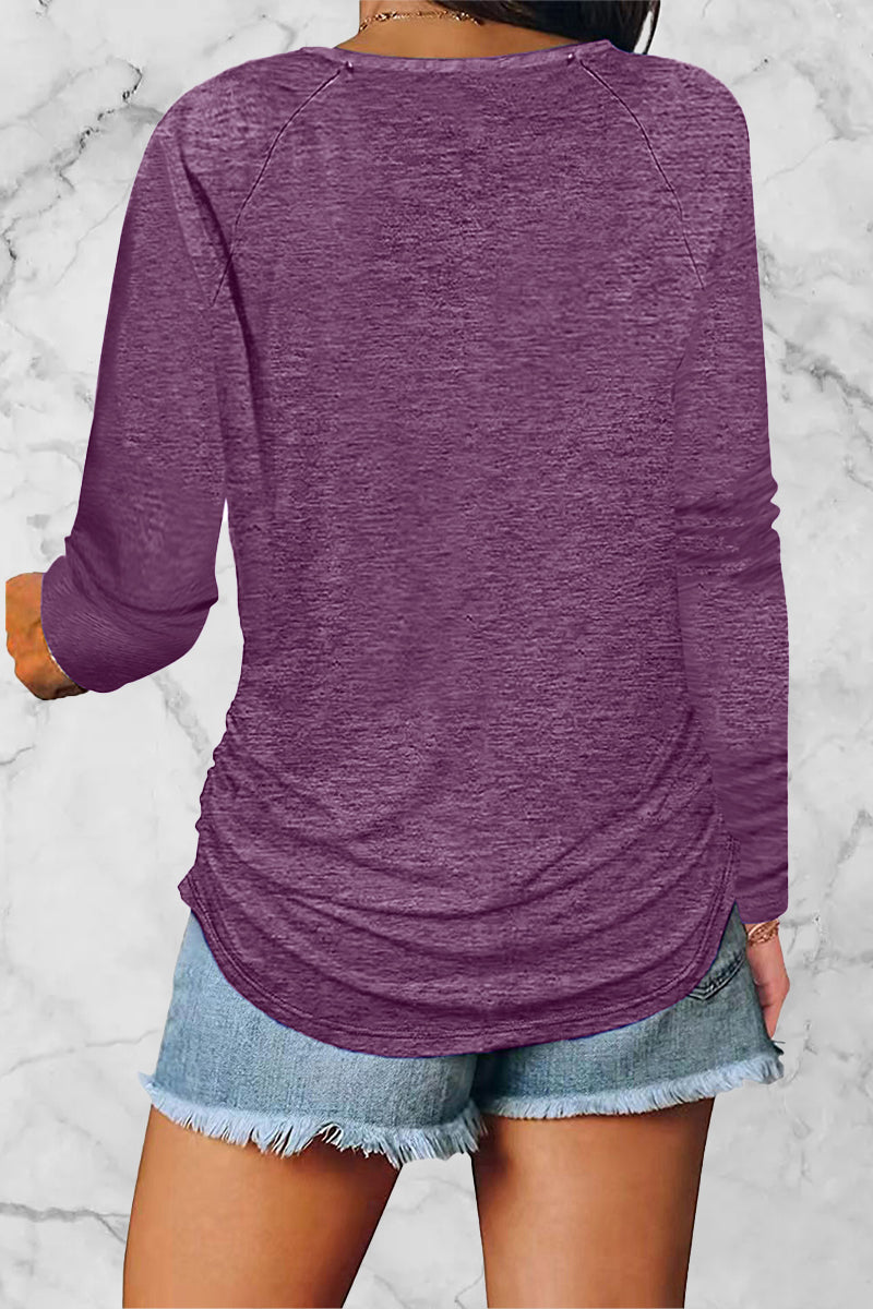 Kaynafashions - Casual Solid Fold V Neck Tops(8 Colors)