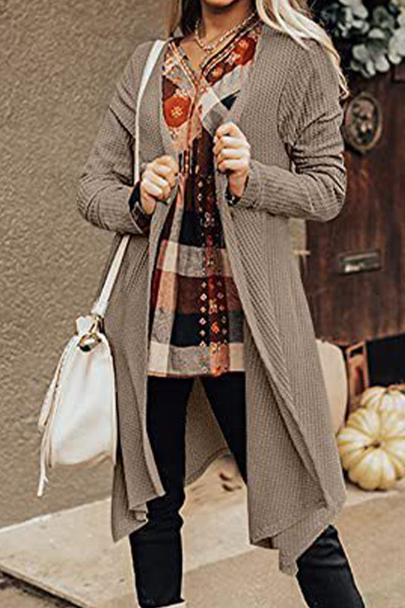 Kaynafashions - Casual Solid Asymmetrical O Neck Cardigans(8 Colors)