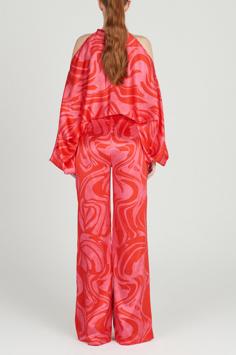 Kaynafashions - Casual Elegant Print Patchwork Off the Shoulder Long Sleeve Two Pieces(13 Colors)