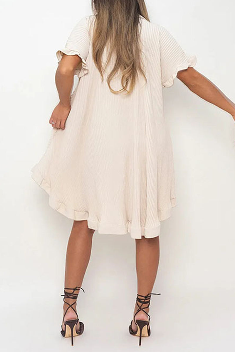 Kaynafashions - Casual Solid Patchwork Turndown Collar Shirt Dress Dresses