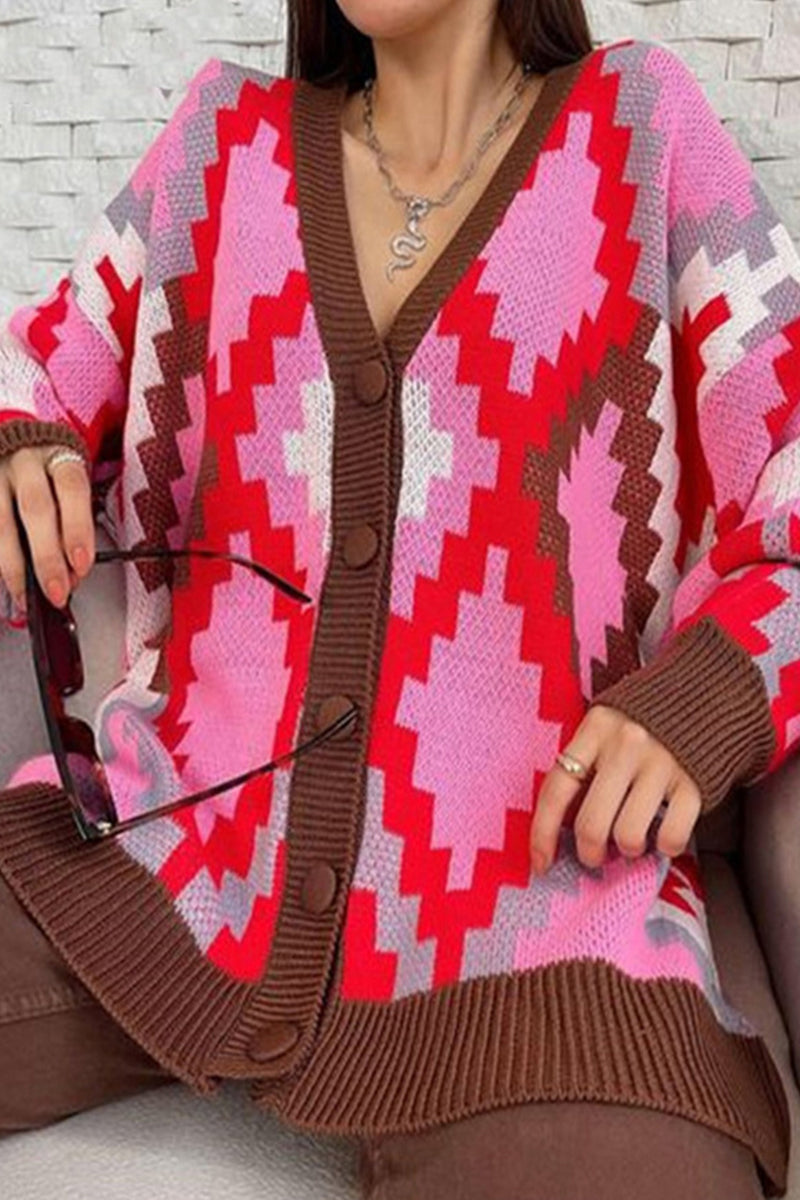 Kaynafashions - Casual Plaid Contrast V Neck Tops