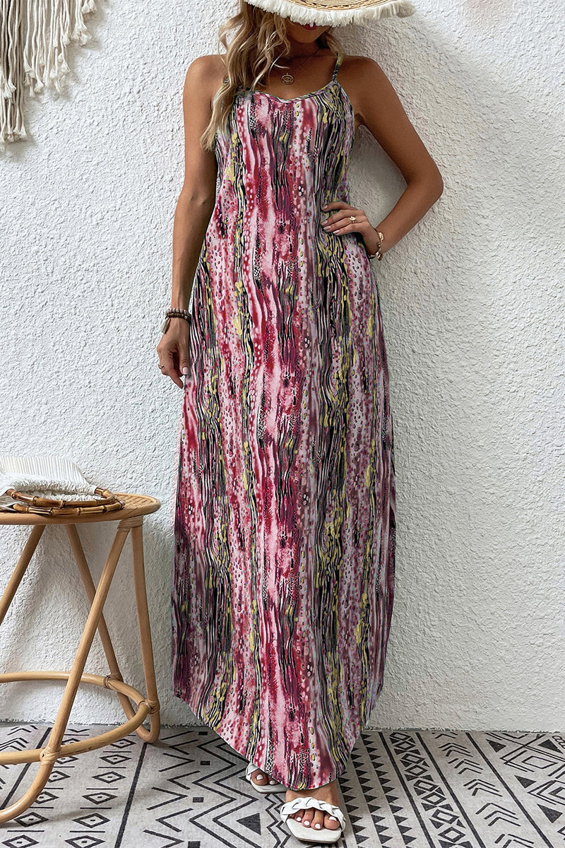Kaynafashions - Casual College Print Patchwork O Neck Sling Dress Dresses