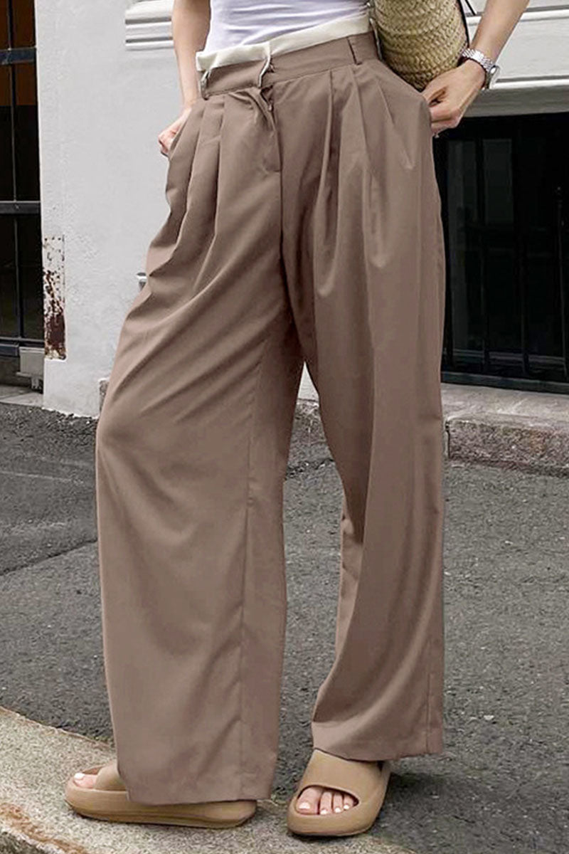 Kaynafashions - Casual Solid Patchwork Straight Straight Solid Color Bottoms