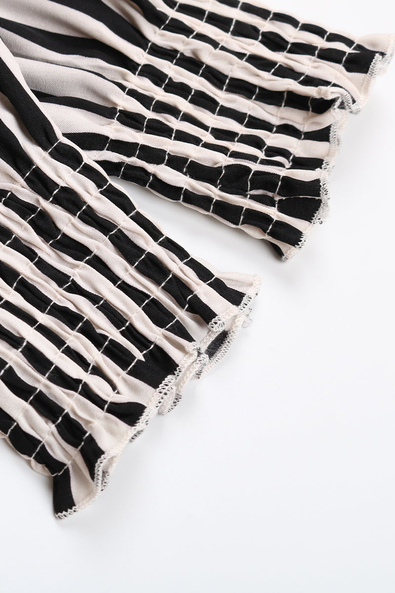 Kaynafashions - Sweet Elegant Striped Printing Stringy Selvedge Turtleneck A Line Dresses(4 Colors)