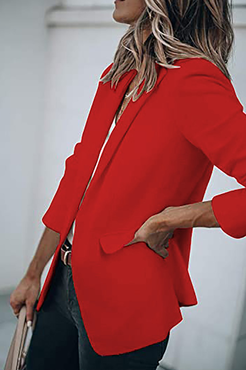 Kaynafashions - Fashion Solid Patchwork Turndown Collar Outerwear(11 colors)