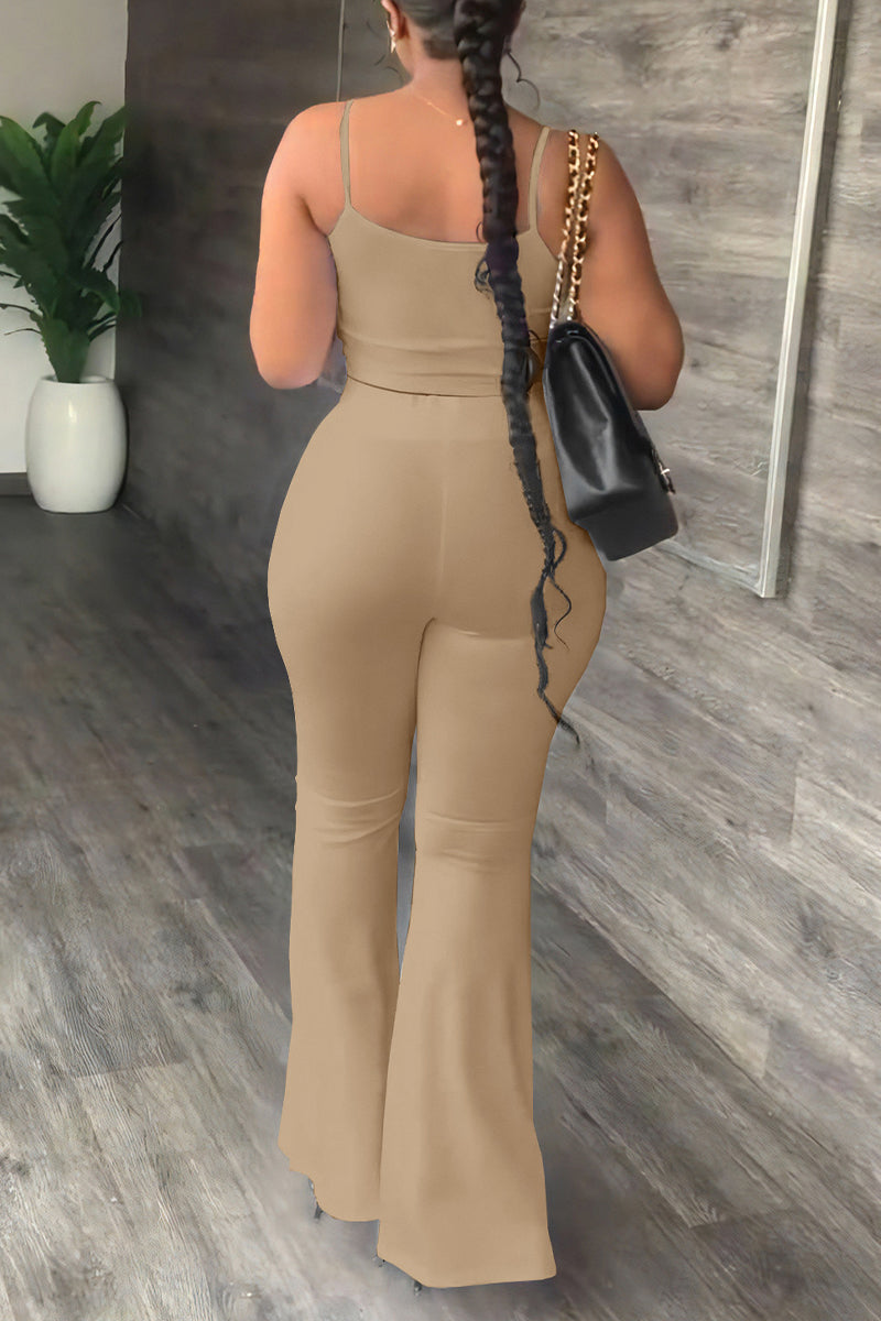 Kaynafashions - Casual Simplicity Solid Backless U Neck Sleeveless Two Pieces(4 Colors)