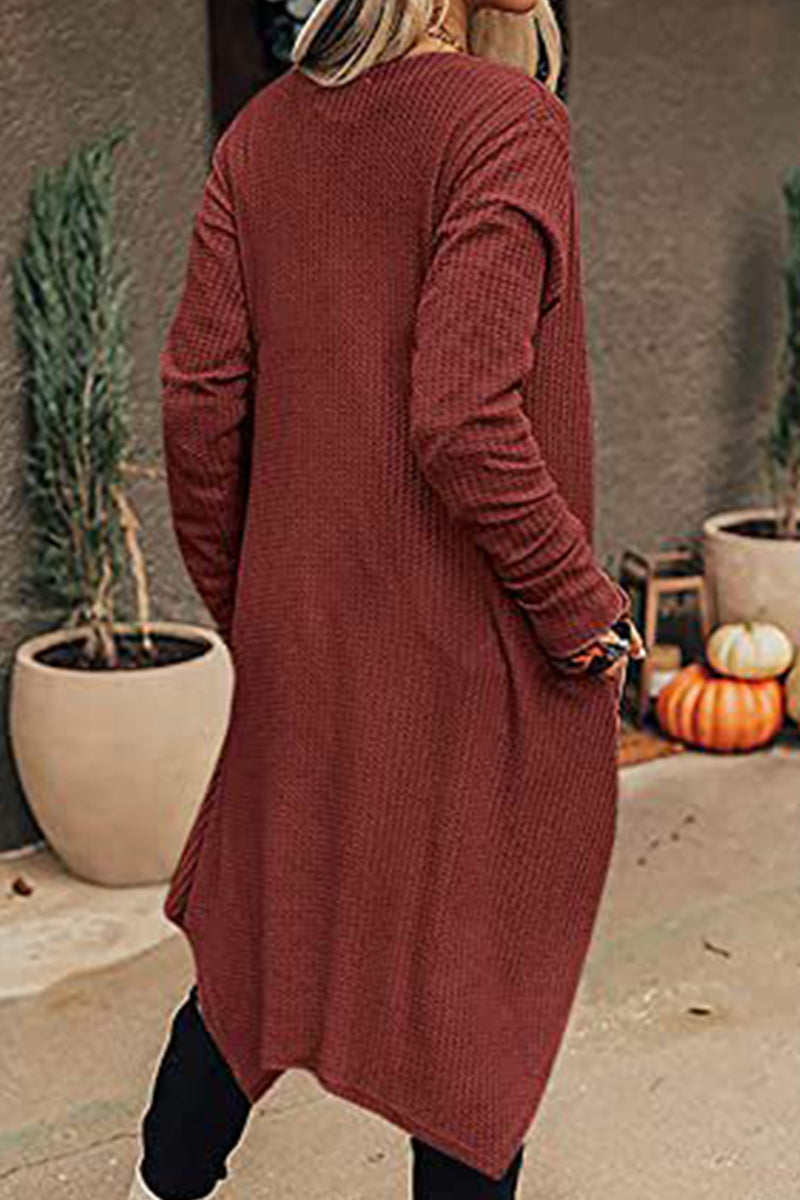 Kaynafashions - Casual Solid Asymmetrical O Neck Cardigans(8 Colors)