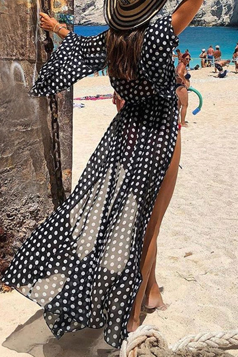 Kaynafashions - Sexy Vacation Polka Dot Patchwork Swimwears Cover Up