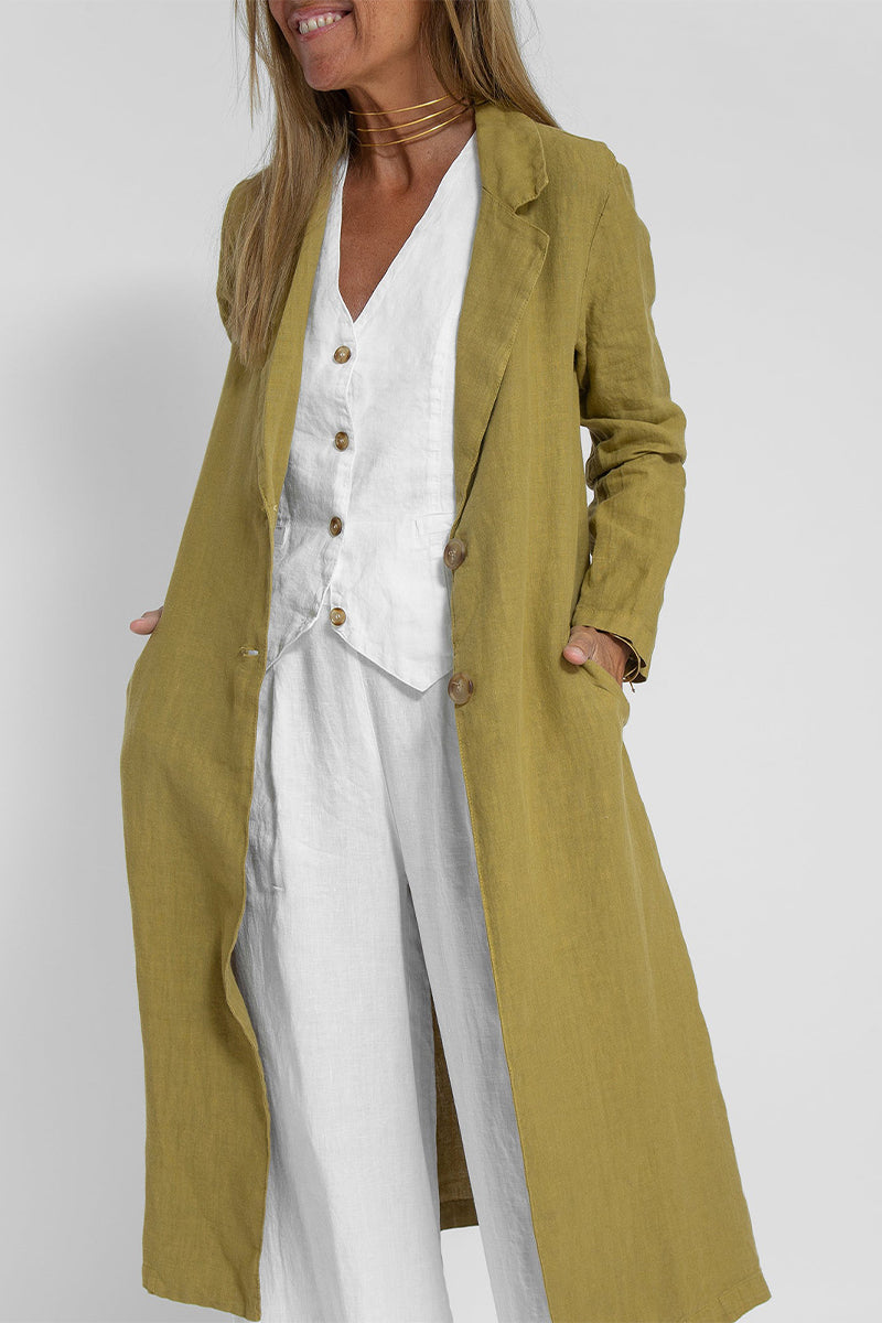 Kaynafashions - Casual Solid Pocket Turn-back Collar Outerwear