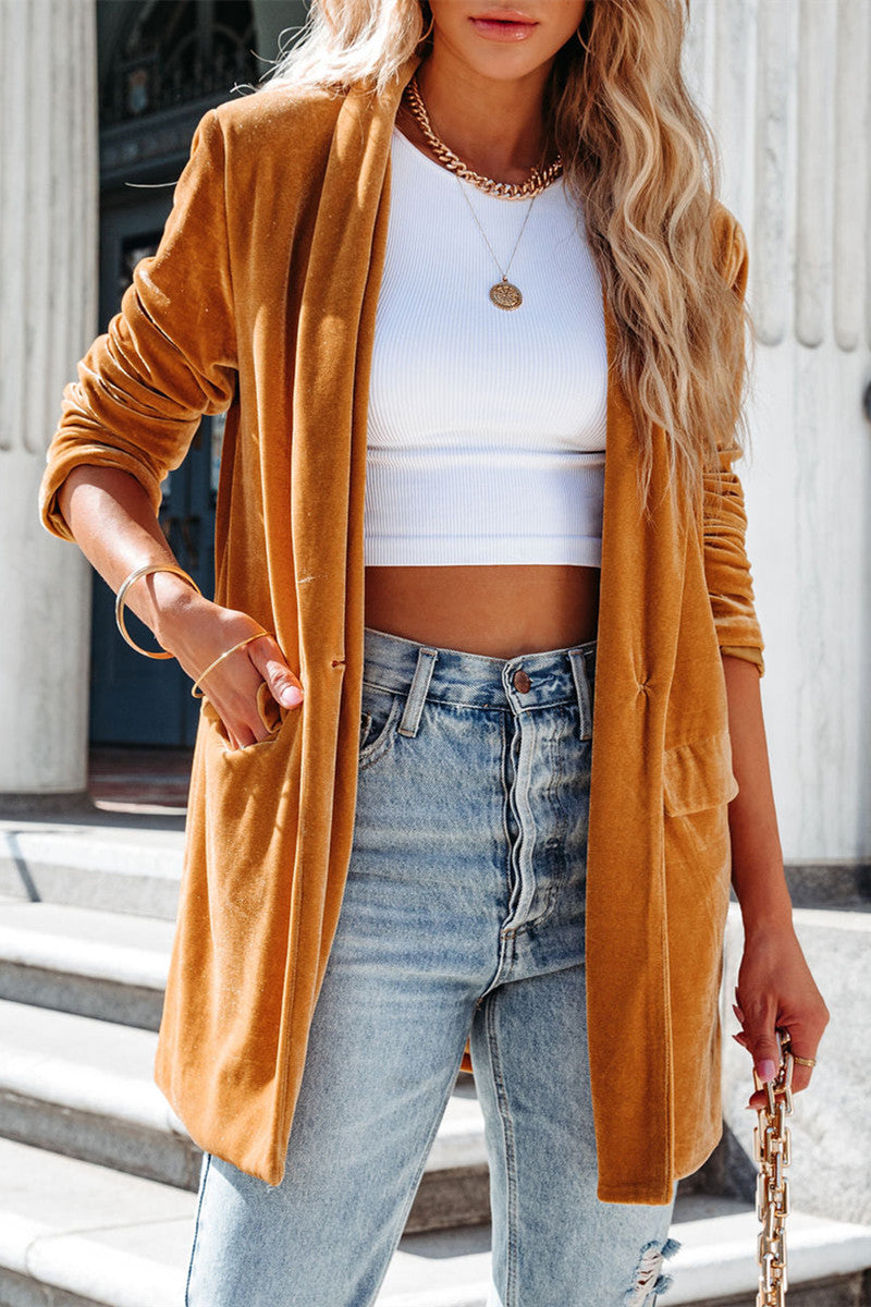 Kaynafashions - Fashion Solid Color Conventional Collar Outerwear