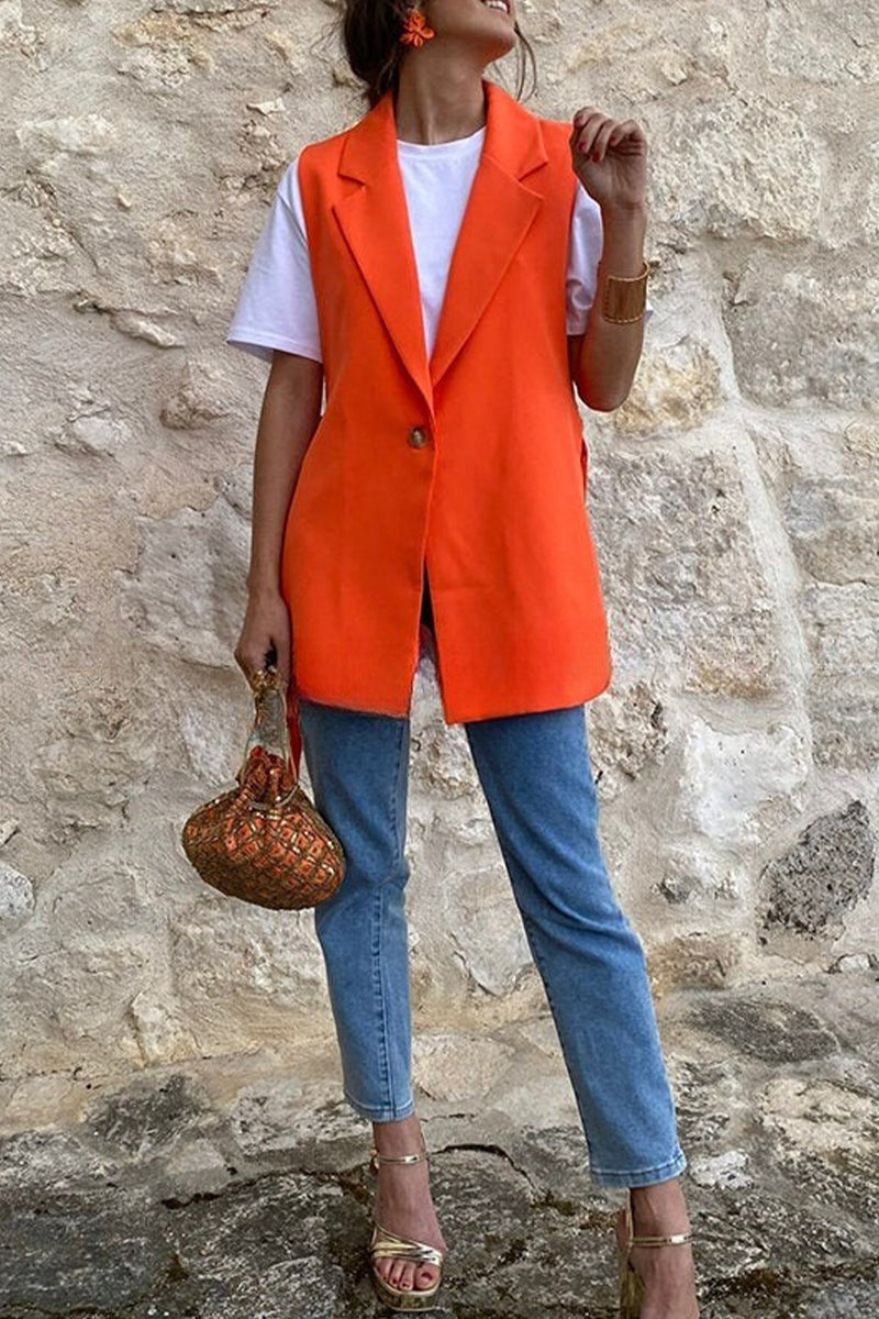 Kaynafashions - Street British Style Solid Buttons Turn-back Collar Tops