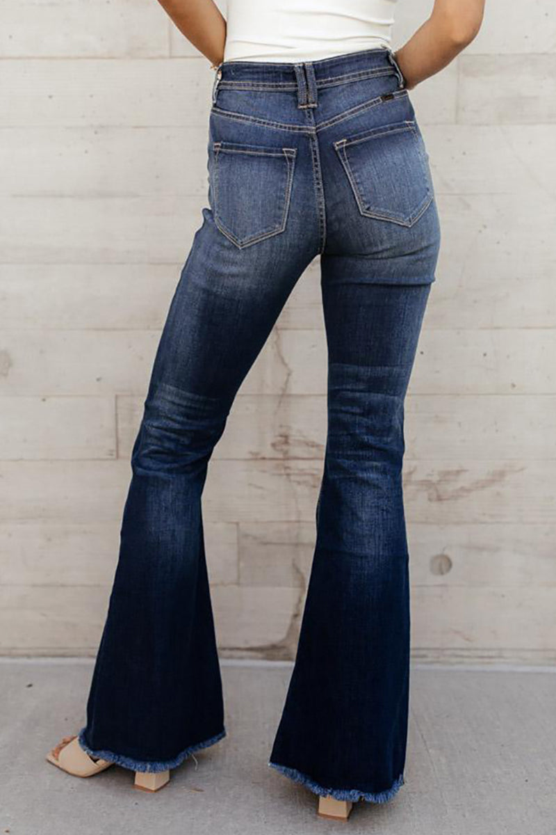 Kaynafashions - Casual Street Solid Color Straight Denim Jeans