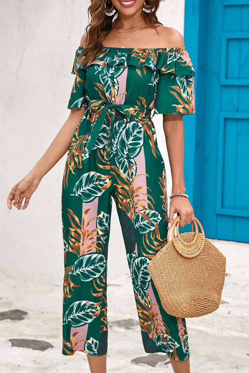 Kaynafashions - Bohemian College Floral Patchwork Flounce O Neck Loose Jumpsuits