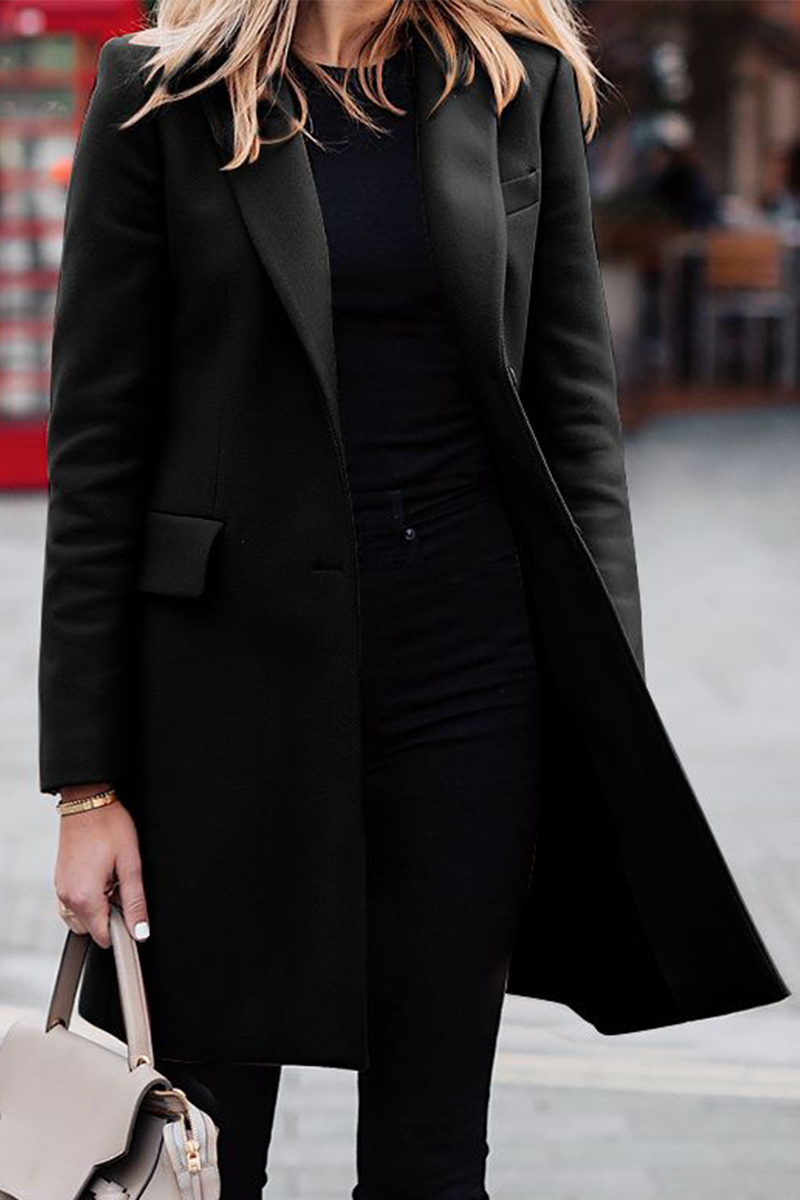 Kaynafashions - Fashion Solid Patchwork Turndown Collar Outerwear(3 colors)