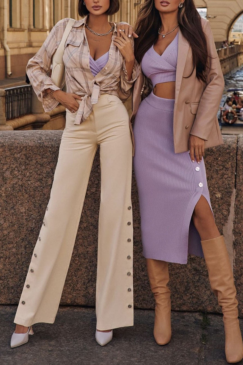 Kaynafashions - Elegant Solid Slit Pencil Bottoms(6 Colors)