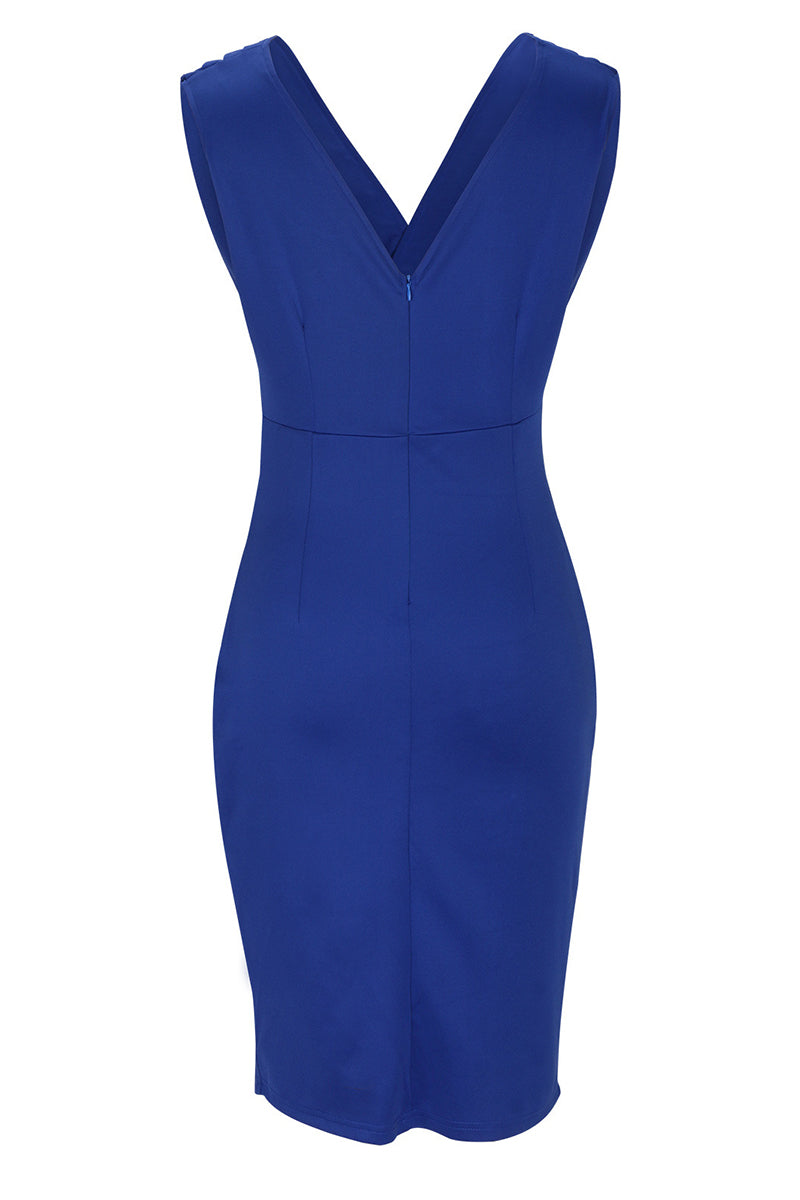 Kaynafashions - Celebrities Elegant Solid Slit Fold V Neck Evening Dress Dresses(4 Colors)