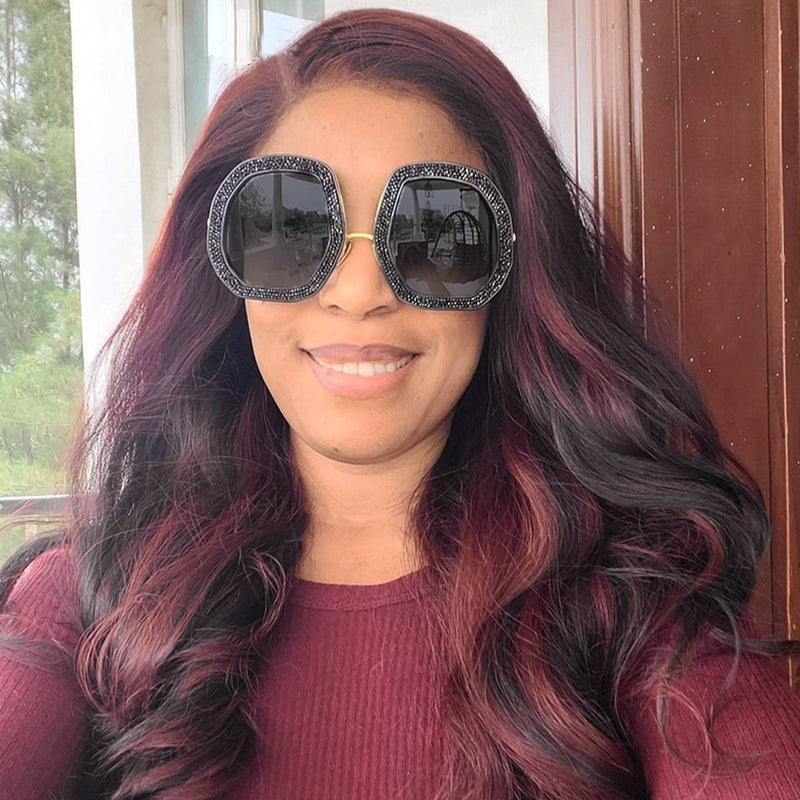 Kaynafashions - Casual Daily Vintage Patchwork Rhinestone Sunglasses