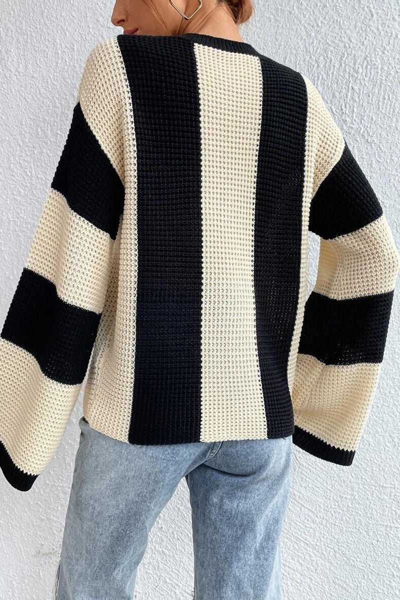 Kaynafashions - Casual Striped Contrast O Neck Tops