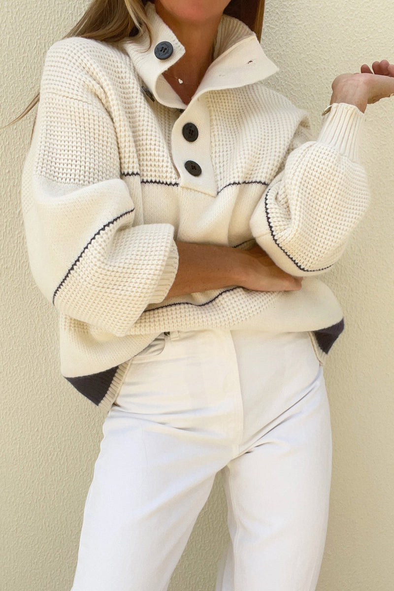 Kaynafashions - Casual Striped Patchwork Contrast Turtleneck Tops