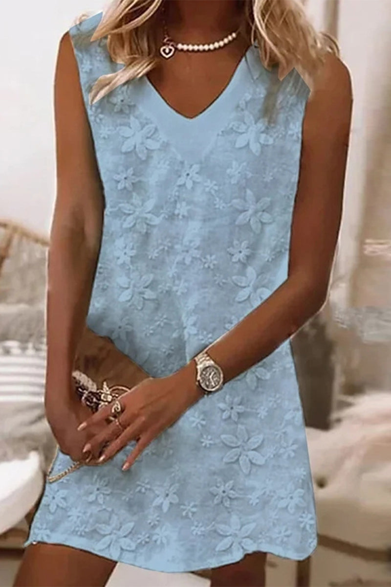 Kaynafashions - Casual Sweet Solid Embroidered Vest Dress Dresses