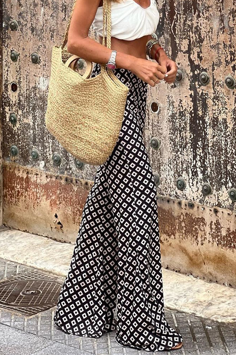 Kaynafashions - Casual College Print Patchwork Regular Speaker Full Print Bottoms