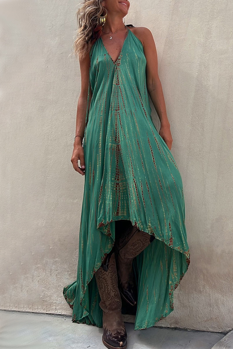 Kaynafashions - Sexy Vacation Geometric Frenulum Sling Dress Dresses