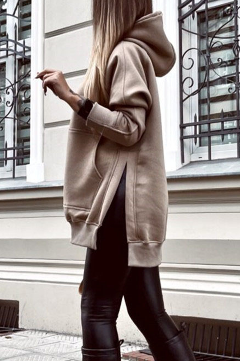 Kaynafashions - Casual Solid Patchwork Hooded Collar Tops(3 colors)