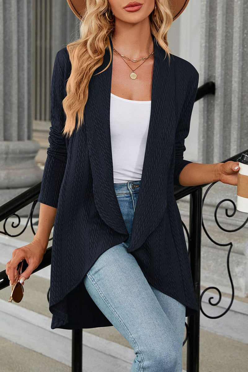 Kaynafashions - Casual Solid Asymmetrical Turndown Collar Tops