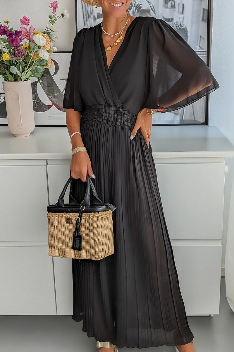 Kaynafashions - Casual Solid Fold V Neck Loose Jumpsuits