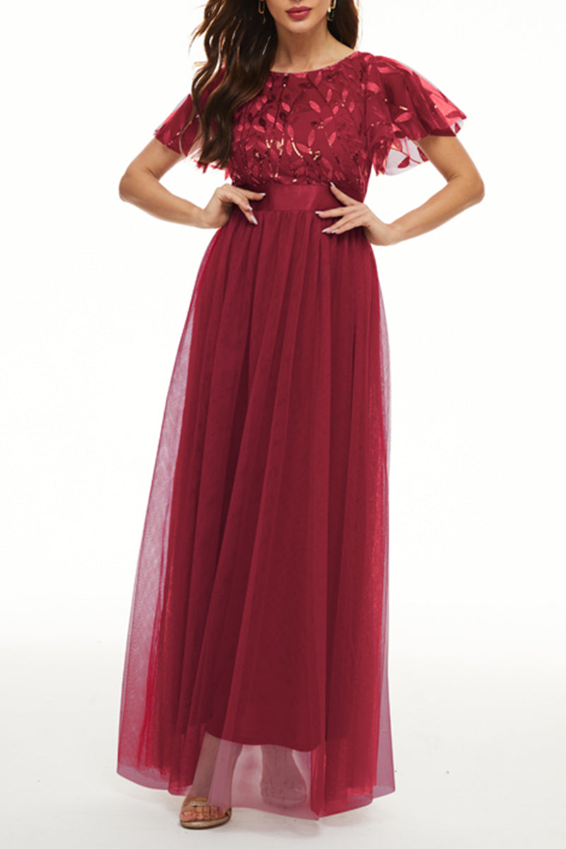 Kaynafashions - Elegant Formal Patchwork Zipper O Neck Ball Gown Dresses