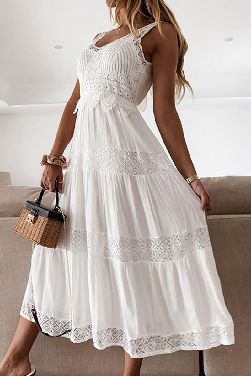 Kaynafashions - Elegant Solid Lace V Neck Dresses