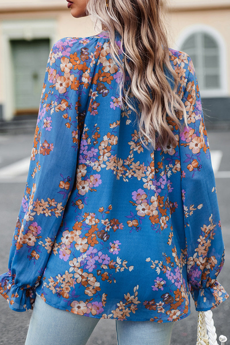 Kaynafashions - Sweet Elegant Floral Buttons V Neck Tops