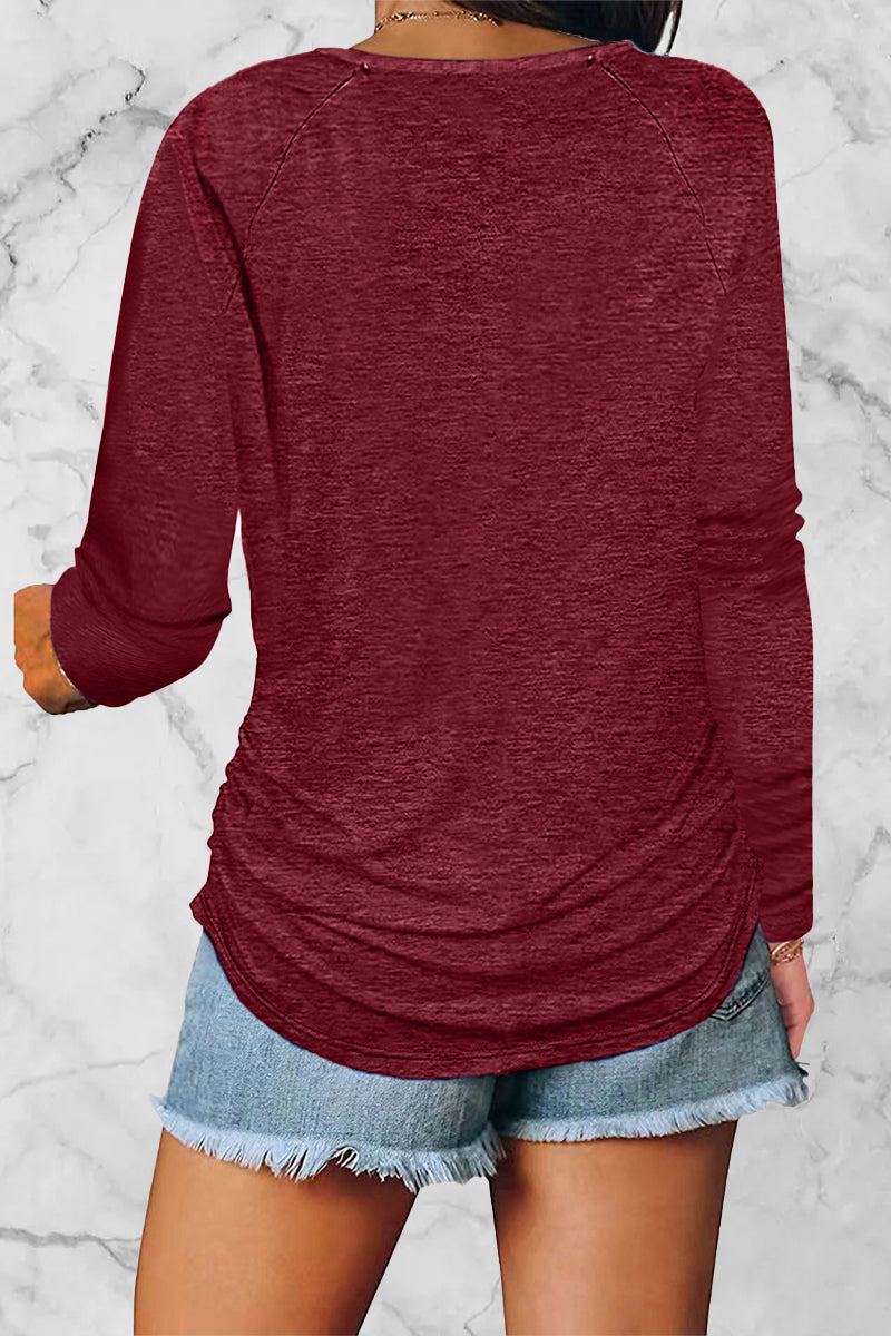 Kaynafashions - Casual Solid Fold V Neck Tops(8 Colors)