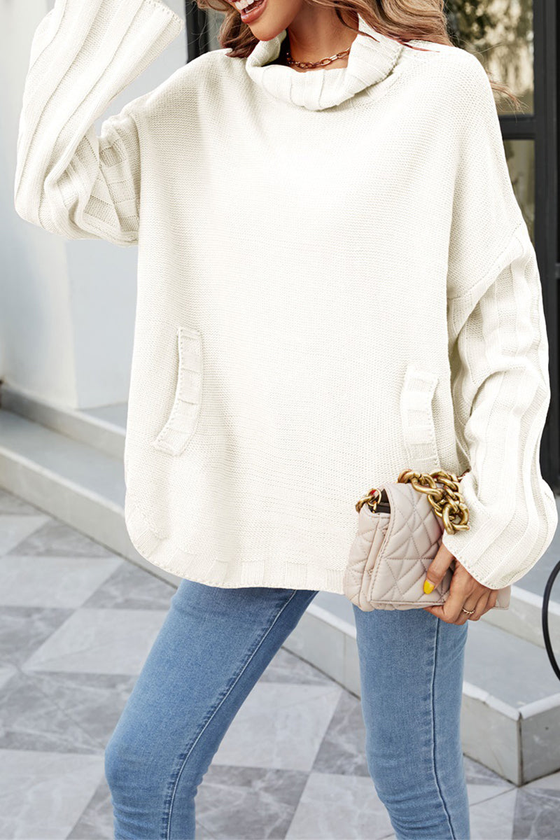 Kaynafashions - Fashion Casual Solid Patchwork Turtleneck Sweaters(5 Colors)