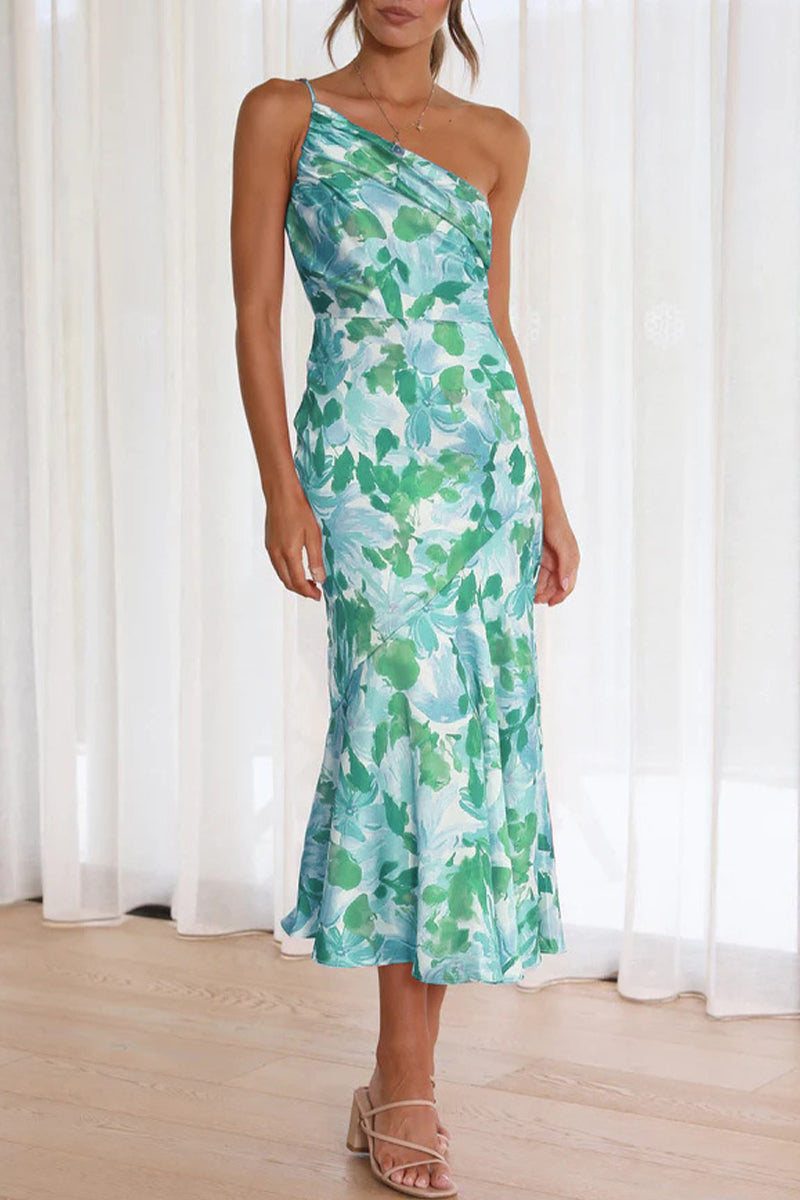 Kaynafashions - Elegant Floral Backless Oblique Collar Trumpet Mermaid Dresses