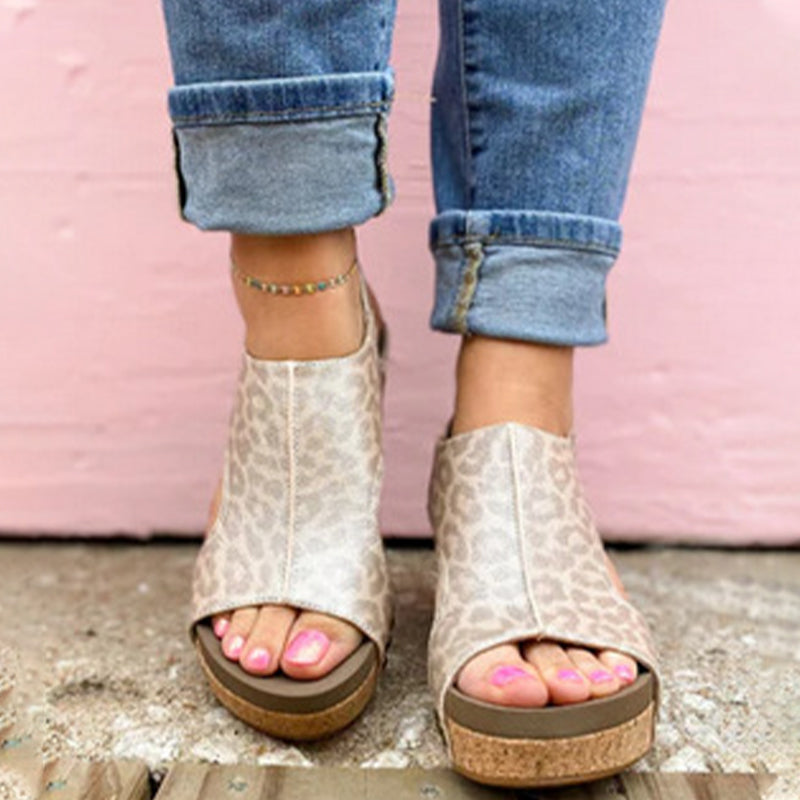 Kaynafashions - Casual Patchwork Opend Wedges Shoes