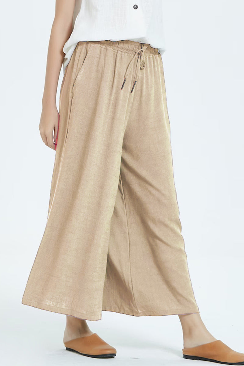 Kaynafashions - Casual Simplicity Solid Make Old Loose High Waist Wide Leg Solid Color Bottoms(8 Colors)