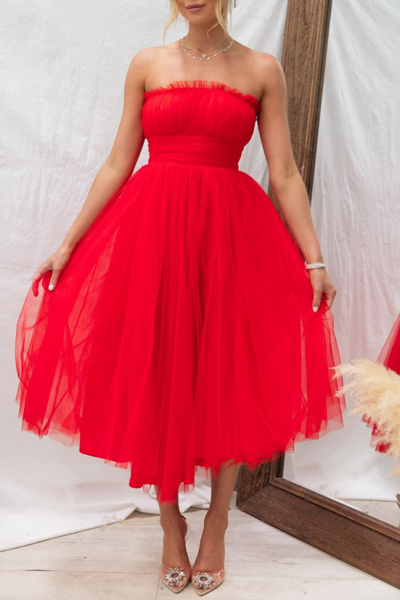 Kaynafashions - Celebrities Elegant Solid Zipper Strapless Evening Dress Dresses